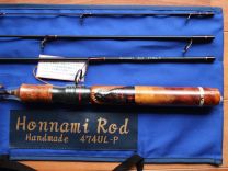 Honnami Rod 474UL (Red and white quince lumber. Black-faced red trout sculpture）